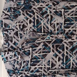 Alfani black, gray and Teal V neck blouse in size XL